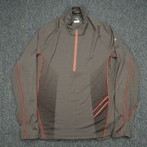 Icebreaker Pullover Mens Large Brown GT Merino Wool Quarter Zip Performance